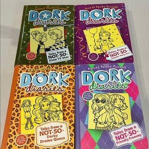 Dork Diaries Book Set - Colorful Covers (Purple, Green, Orange, Pink)